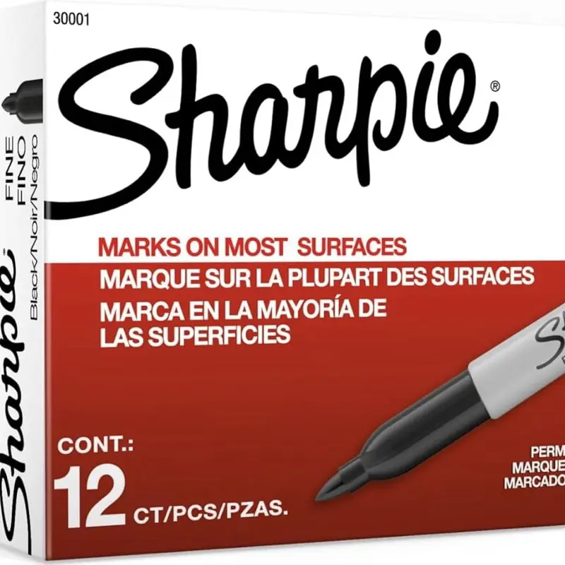 12-Count Black Fine-Tip Permanent Markers - Quick-Drying, Fade-Resistant Office Stationery Supplies, Writing Stationery for Wood, Plastic, Paper