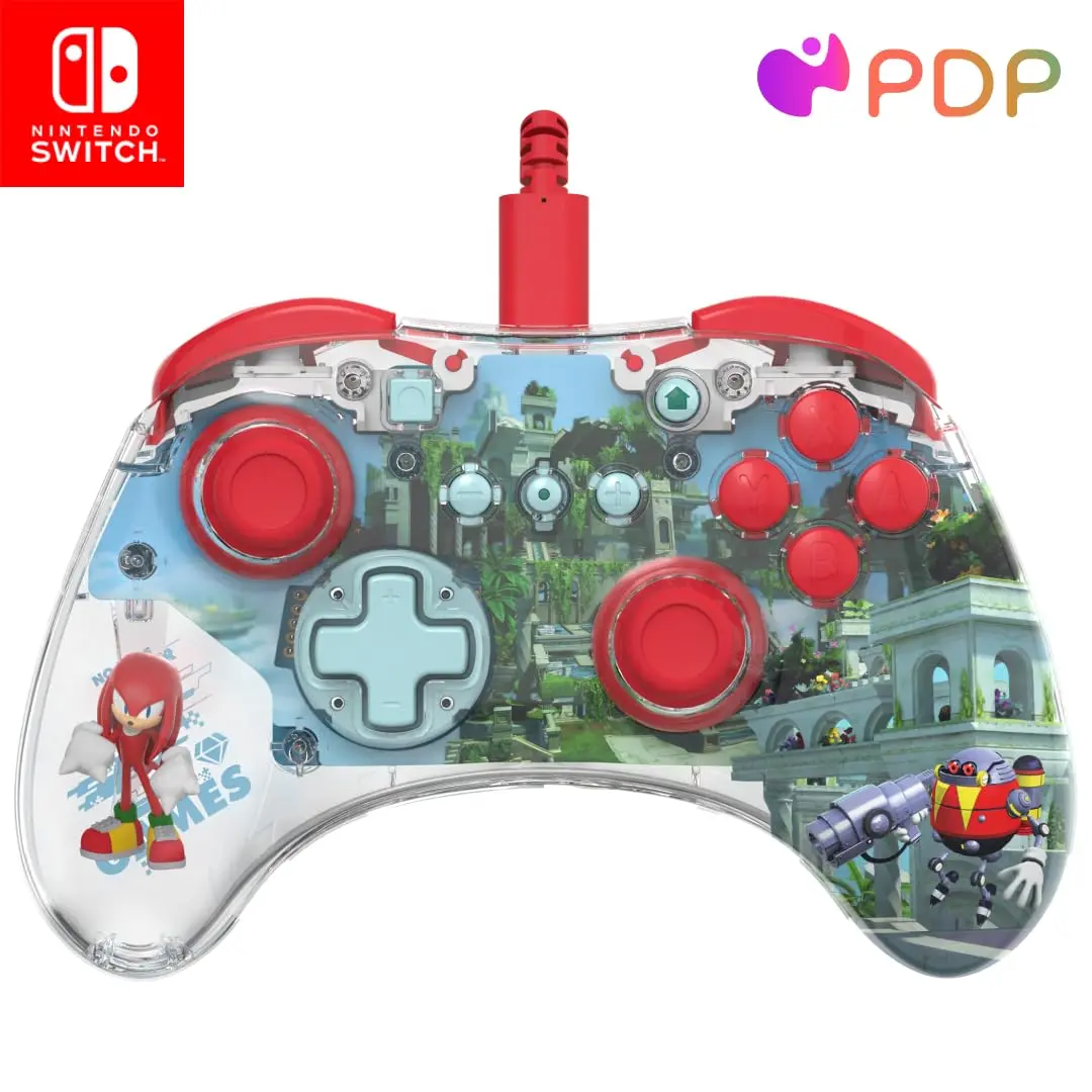 PDP REALMz Nintendo Switch Pro Controller, Customizable LED Lighting, 3.5mm Headphone Jack, Officially Licensed by Nintendo and SEGA: Sonic Superstars (Knuckles Sky Sanctuary Zone)