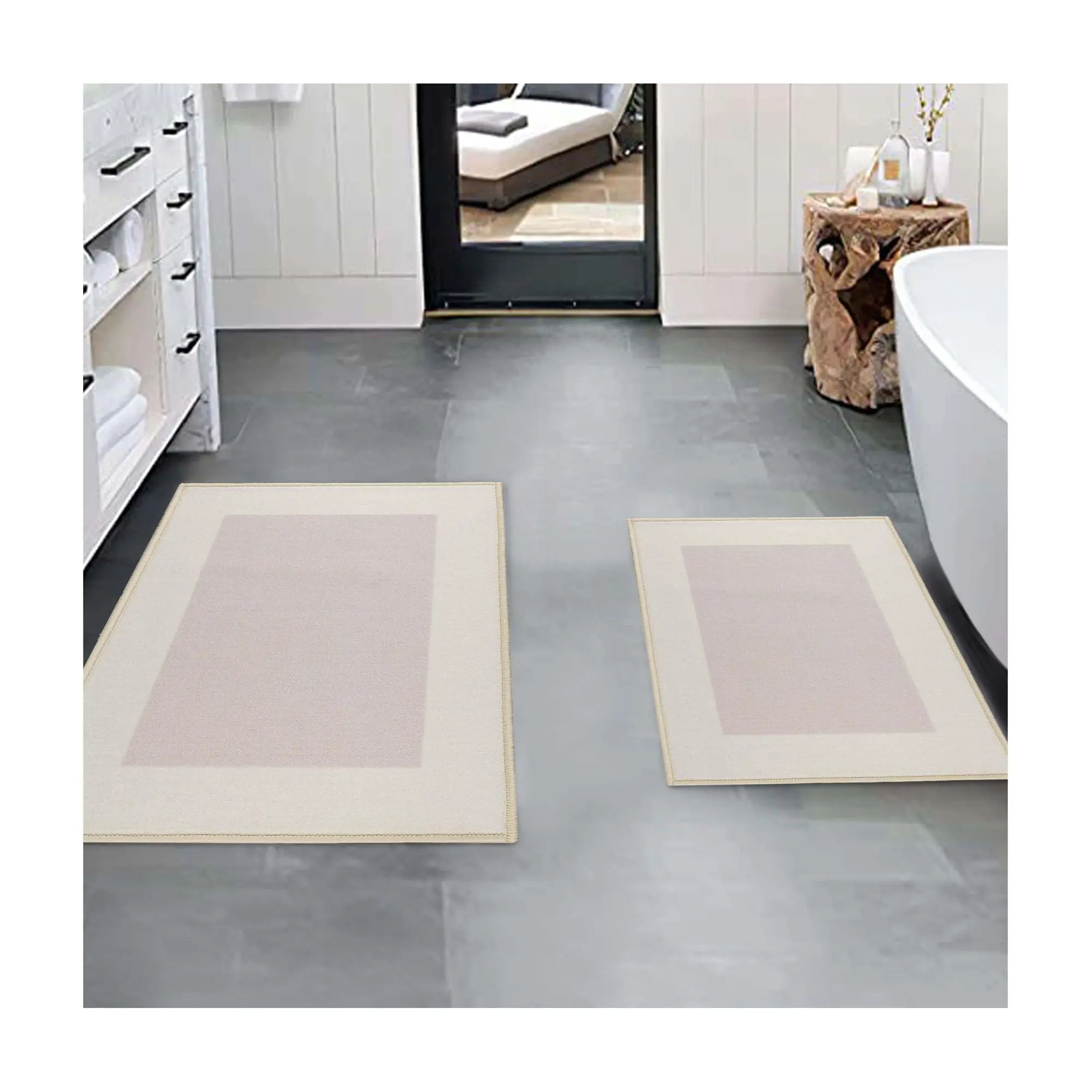 Superior Reno Modern Non-Slip Machine WashableBath Mat Set