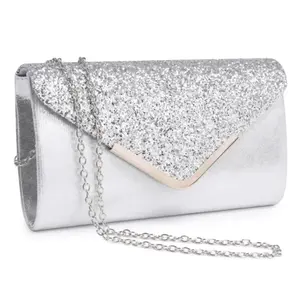 OMEKAR Women Evening Bags Formal Clutch Purses for Wedding Party Prom Handbags with Shoulder Strap and Glitter Flap