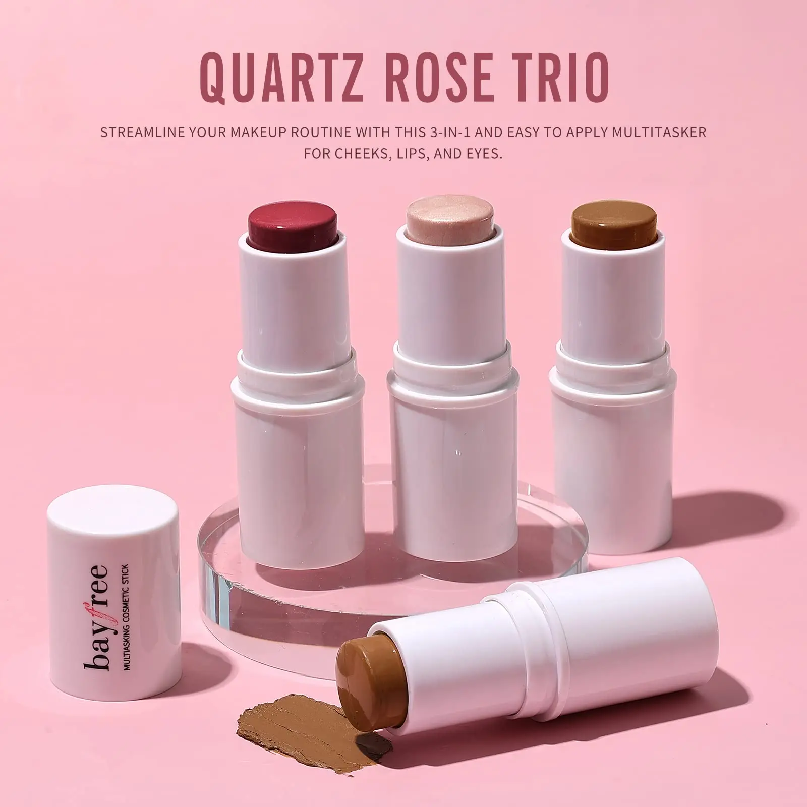 "Multi Stick Trio - Face Makeup Set Cream Blush, Contour & Highlighter Sticks for Cheeks & Lips Versatile Makeup Sticks for All Skin Tones"