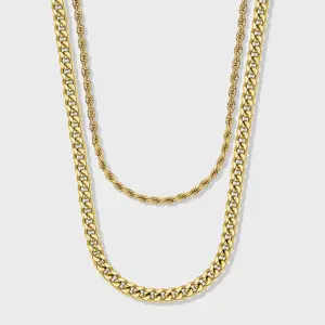 Cuban 5mm + Rope 4mm Stack (Gold)