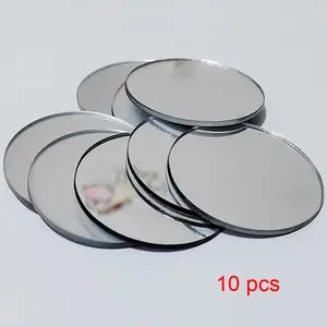 10-Piece Set Diameter 5cm/8cm/12cm Silver Color Thickened Acrylic Mirror Wall Stickers Round Decorative DIY Makeup Mirrors Sticker Packs