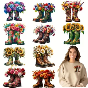 Garden Boots Pattern Iron-on Transfer Sticker, Washable DIY Decals for T-shirts, Masks, Jeans & Backpacks, DIY Decorative Supplies