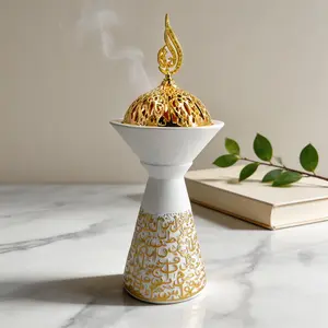 Luxury Gold Filigree Incense Burner | Middle Eastern Arabic Design | Elegant Aromatherapy Fragrance Decor for Living Room | Incense Holder | Scented Home Fragrance