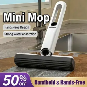 Mini Cleaning Mop, Mini Sponge Mop, Wet and Dry Use Cleaning System, Mini Mop for Bathroom, Kitchen, Desktop, Glass, Living Room