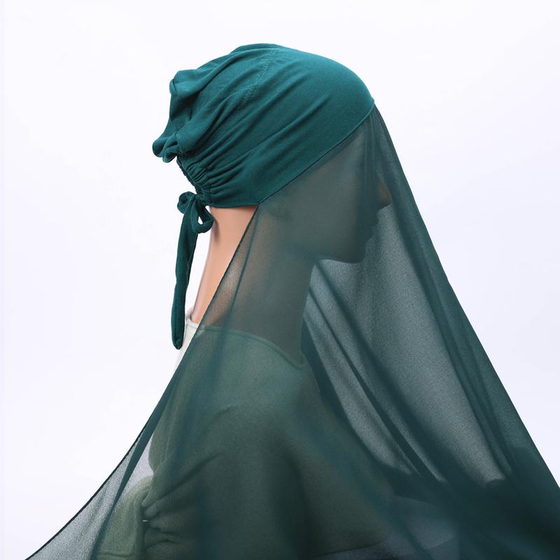 RIMAIRE Women jersey hijab with Inner Cap Sets Premium Chiffon Hijab Muslim Breathable Under Caps Headscarves instant hijab  with  cap Sheerhijabs Tudung