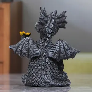 Small Dragon Reading Decor Figurine, Statue, Resin Sculpture Art, Resin Animal Sculptures for Bookshelf Home Living Room Office Coffee Shop Winter Christmas New Year Decoration, Interior Decoration Accessories