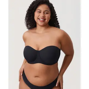DELIMIRA Women's Confishape Strapless Bras - Full Coverage Plus Size Bandeau Underwire Unlined Bra