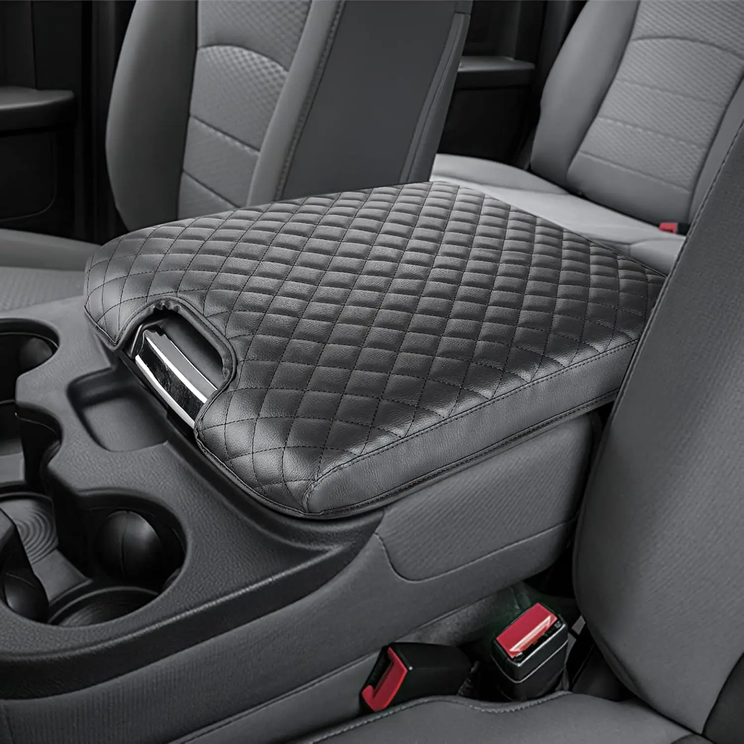 Center Console Cover Compatible with 2013-2018 Ram 1500 & 2013-2024 Ram 2500/3500/1500 Armrest Cover Leather Arm Rest Covering