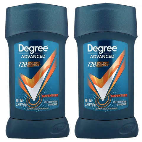 Degree Advanced, 72H Body Heat Activated™, Antiperspirant Deodorant, Adventure, 2 Pack, 2.7 oz (76 g) Each