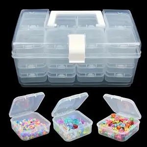 32pcs Plastic Storage Box Set - Multifunctional Organizer for DIY Crafts, Beads, Jewelry & Nail Art Supplies - Portable Sorting Case with White Containers