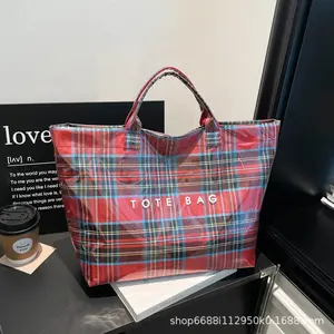 2026 New Checkered Waterproof PVC Tote Bag for Women, Lightweight & Large-Capacity Versatile Shoulder Bag. Ideal for school, office, work, coffee runs, shopping, travel and daily errands, a trendy handbag perfect for college students, young professionals