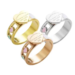 [Forever & Love] Stainless Steel Hollow Heart Asymmetric Ring - Minimalist INS-Style Fashion Jewelry Personalized Design