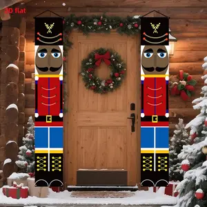 Christmas Porch Sign Set, African Nutcracker Hanging Banner, Festive Home Decor, Merry Christmas Door Flag, Indoor Outdoor Decoration, Yard Sign Banner, Outdoor Banners