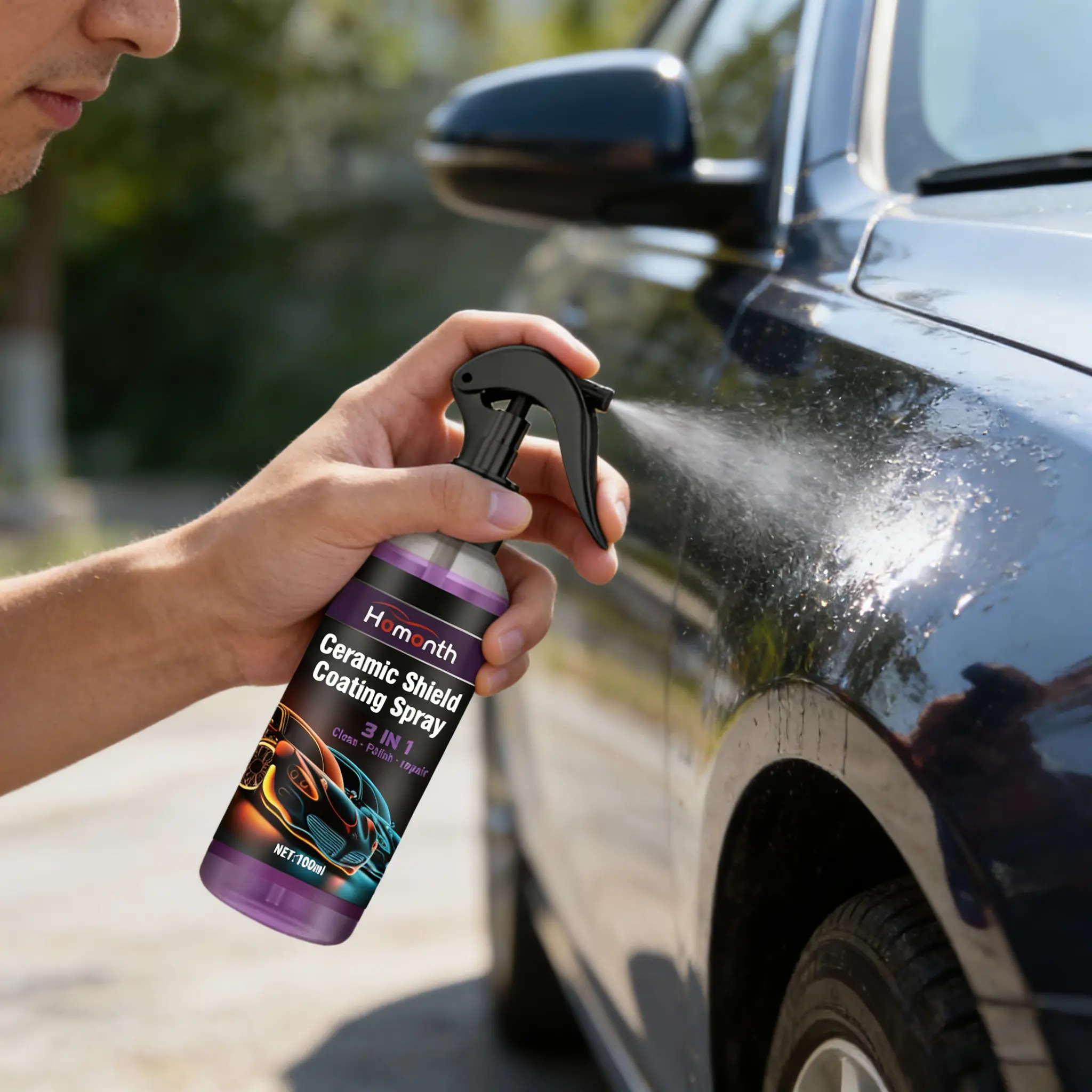Homonth Ceramic Coating Spray - Automotive Paint Care Stain Removers for Surface Restoration, Gloss Enhancement