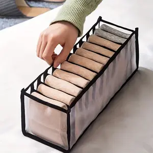 11-Grid Underwear Storage Box, Foldable Fabric Organizer for Socks Bras Clothes Stockings Belts, Home Closet Drawer Bin, 12.6x4.72 Inches