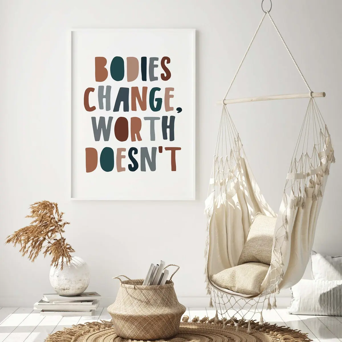 Unframed, Room Decor, Body Positivity Wall Art Boho Self Love Wall Decor Body Positivity Poster inspirational Mental Health Wall Decor Art Print