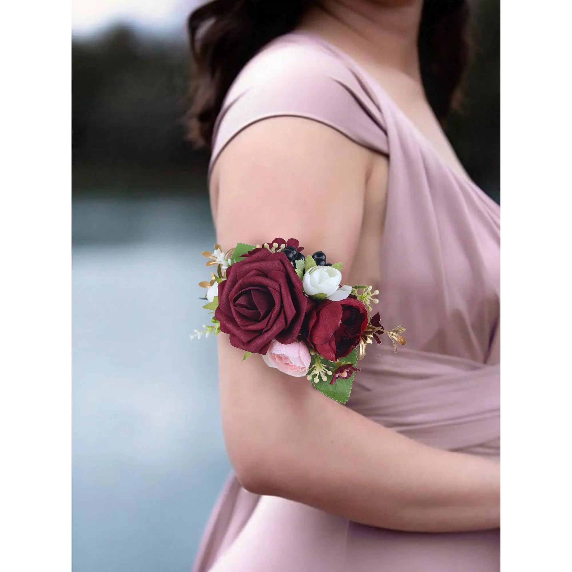 Rinlong Corsage and Boutonniere Set Burgundy Bow Men - TikTok Shop