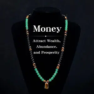 Money Attraction Necklace With GreenAventurine & Tiger Eye Pendant Healing Crystal Stone ，Anniversary, Vacation &Theme Parties Jewelry Charms Abundance Crystal bracelet，Long Chain，Sweater chain，Ideal Gift Jewelry for Men and Women