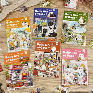 15 Sheets/bag Cat Theme Sticker Pack, Pet Material, Daily Life Series, Hand Account Supplies, Water Bottle Decorative Stickers, High Adhesive Stickers