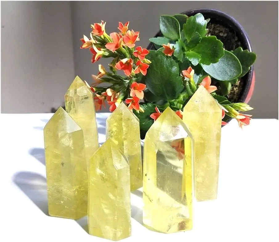 Natural Yellow Citrine Tower Point Polished Obelisk Meditation Healing Crystal Home Decoration Ornament Mineral Specimens