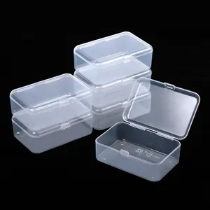 6 Packs Small Plastic Storage Containers, Clear Rectangle Bead Organizer Case with Lids for Crayons, Crafts, Bobby Pin Holder(3.7x 2.4in)