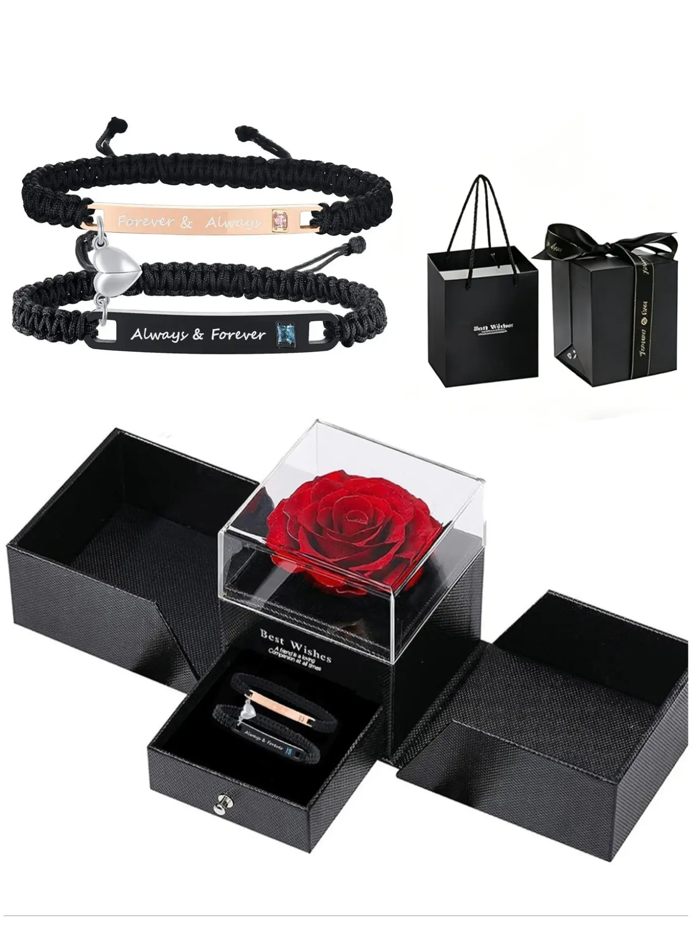 Valentine's Day Gift Set, Personalized Couple Braided Bracelets, Couples Bracelets, Romantic Promise Bands, Unisex Jewelry, Anniversary & Christmas Present