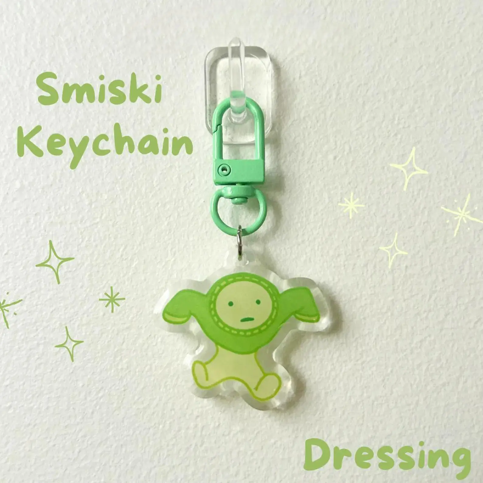 Smiski Keychain, Green Guy Dressing Acrylic Kawaii Charms - Cute Bag Accessories, Collectable Keychains For Backpack, Bag, Great For Party Favors & Little Gifts!