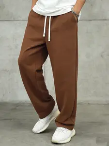 Men's casual straight leg pants with elastic drawstring waist and flat toe design, simple and solid color versatile sports jogging pants, fitness pants, college style, suitable for running, jogging, sports and daily wear (universal for all seasons)