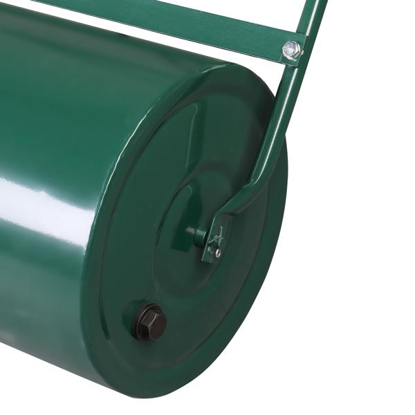 24" Steel Lawn Roller, 13 Gallon Water/Sand Fillable Yard Roller with U-Shaped Handle & Easy Drain Plug, Push & Pull Sod Roller for Grass Flattening Seed Packing, Green
