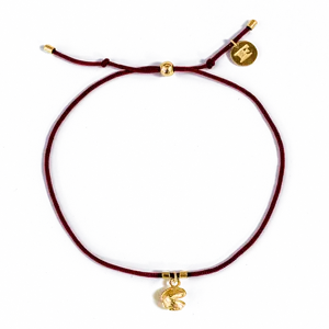 Fortune Cookie String Bracelet (Burgundy) - Gold