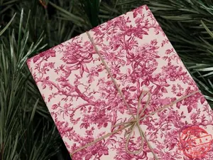 Coquette Toile Wrapping Paper Roll, Pink Maximalist Gift Wrap, Aesthetic Gifting, Eclectic Cottage core Decor, Vintage Christmas Kitschy