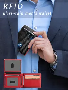 Ultra-Thin RFID Blocking Men's Slim Two-Fold Wallet, Holds 15 Cards, Durable and Lightweight, Simple Design, Ideal Gift for Father's Day, RFID Minimalist Wallet, Business Minimalist Bifold