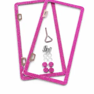 Pink bling diamond license plate frames.
