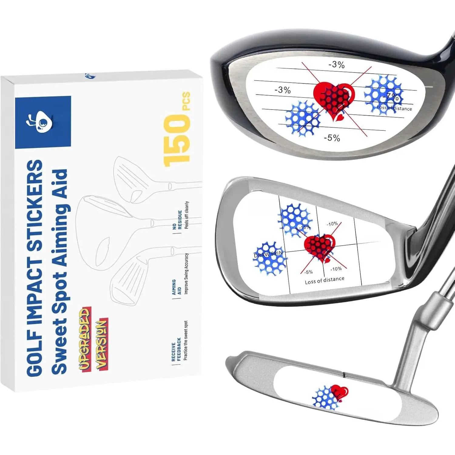 Golf Impact Tape - Self-Teaching Sweet Spot &  Swing Feedback -  Golf Swing  Aid for Indoor & Outdoor Practice - Golf Accessories for Beginners & Pros