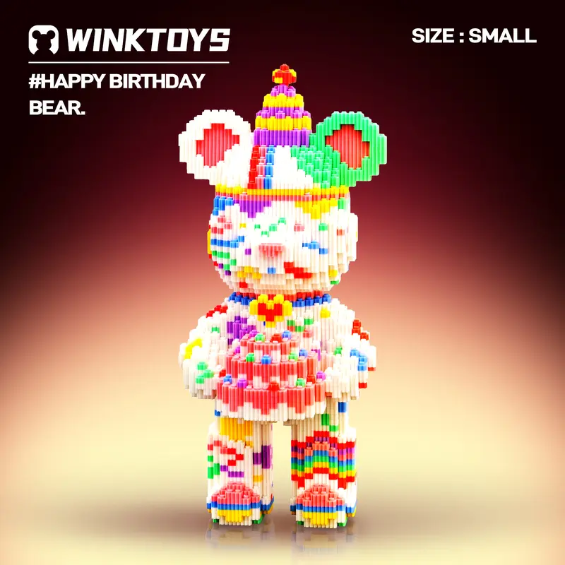 [28] Happy Birthday Bear,Winktoys Bear Building Block Educational Toy -Birthday & Christmas Gift, Home Decoration, Cute Gifts