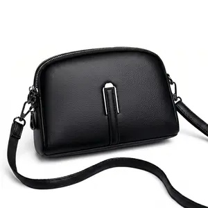 Women's Mini Box Crossbody Bag – Small Rectangle Zipper Purse Leather Shoulder Bag with Metal Bar Clasp Adjustable Strap