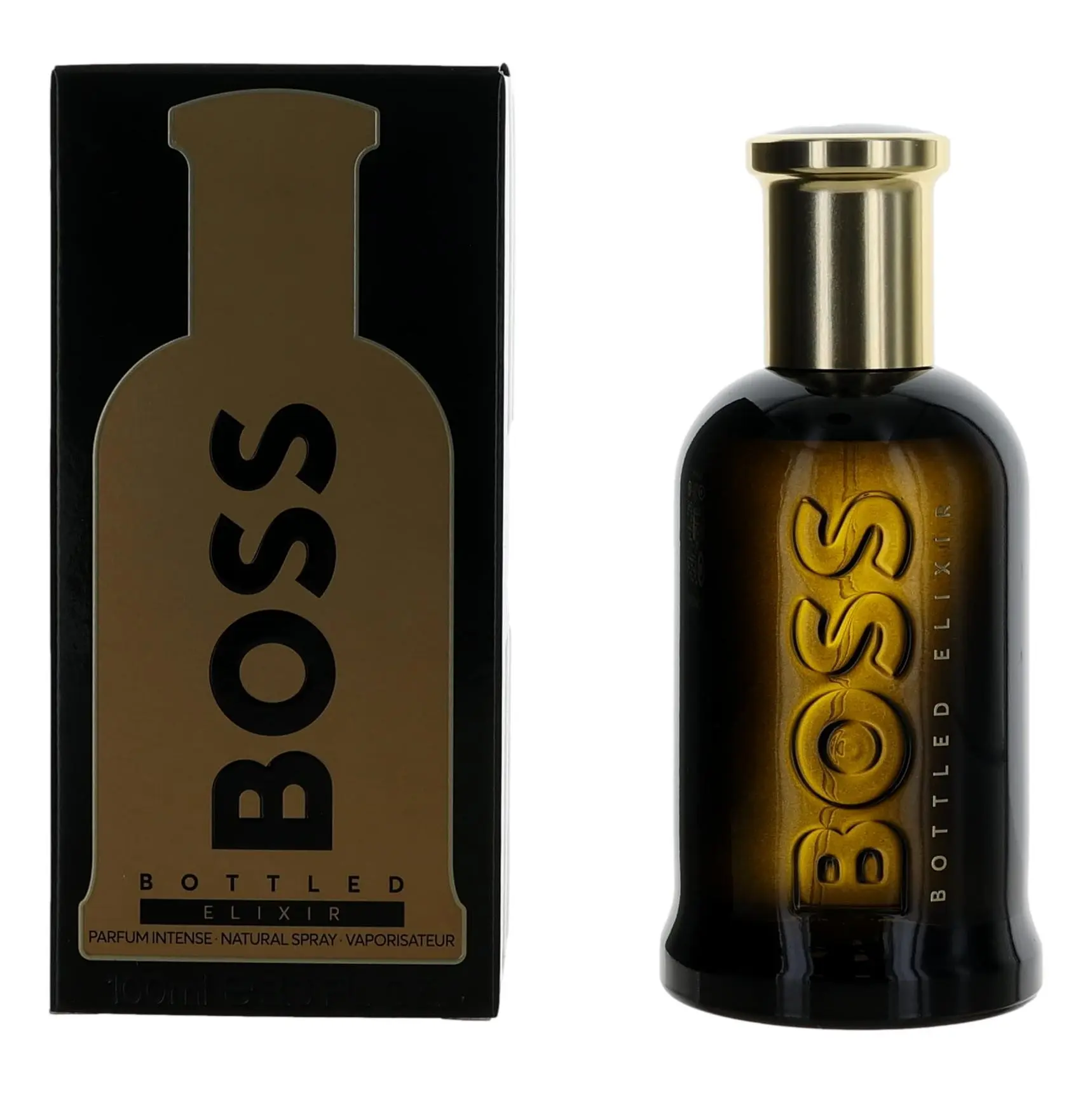 Boss Bottled Elixer by Hugo Boss, 3.4 oz Parfum Intense Spray for Men, Frankincense, Cedar Base, Signature Scent, Luxury Perfumes