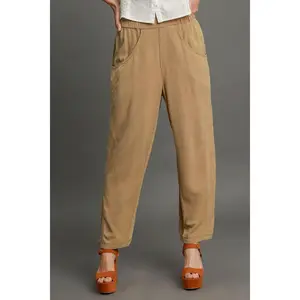 Umgee Elastic Waist Baggy Fit Pants with Pockets
