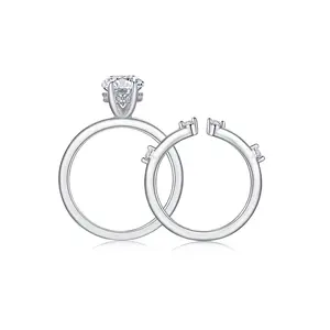 S925 Sterling Silver Moissanite "The Keystone" Wedding Set