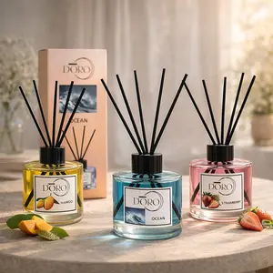 130ml Reed Diffuser Home Fragrance Oil, Long Lasting Aromatherapy Diffuser Set, Scented Air Freshener for Bedroom Living Room Bathroom, Fruit Scent Mango Strawberry Ocean Fragrance, Home Decor Gift