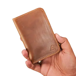 Men’s Handmade Full Grain Leather Wallet Slim wallet  Bifold, Compact and Durable Genuine Leather Card Holder for Everyday Use – Stylish, Fits Front Pocket, Ideal Gift for Him – Tan color