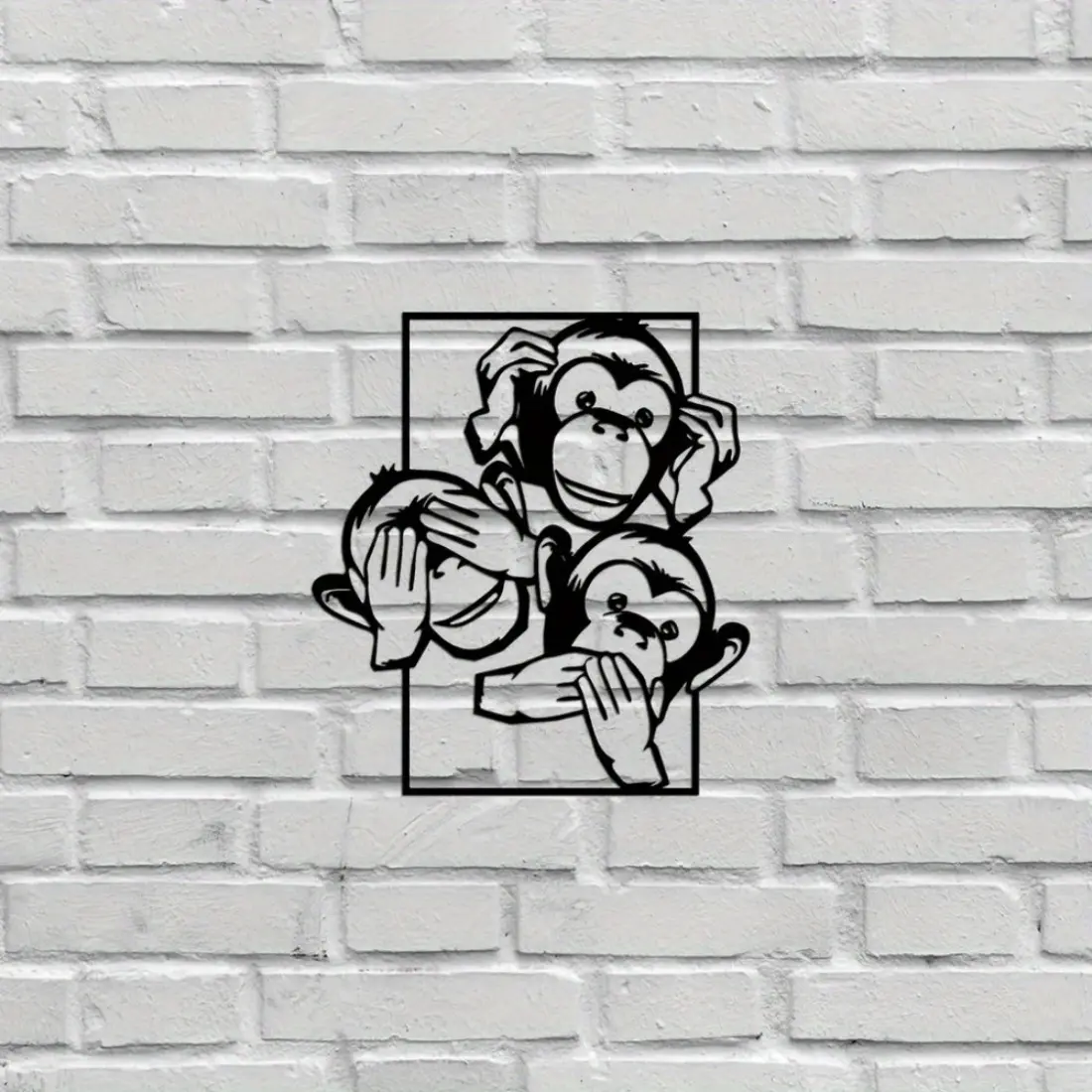 Three Big Mouth Monkeys Metal Wall Decor - Modern and Charming Choice for Bedroom and Room, Stunning Sticker Mural-Decorative Plaque & Statues