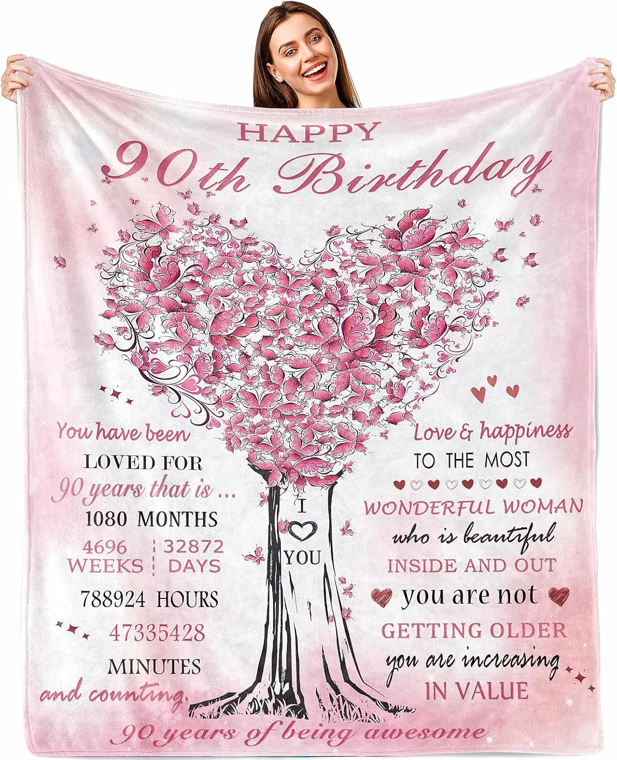90th Birthday Gifts for Women Blanket 60"X50", Best Gifts for 90 Year Old Woman,90th Birthday Decorations for Women,90th Birthday Gift Ideas,Happy 90th Birthday Throw Blanket 1934