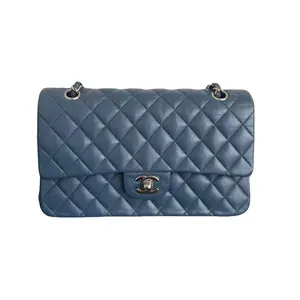 Pre-owned CHANEL Lambskin Shoulder Bags Quilted Double Flap Bag Medium Blue (16***26) LS016