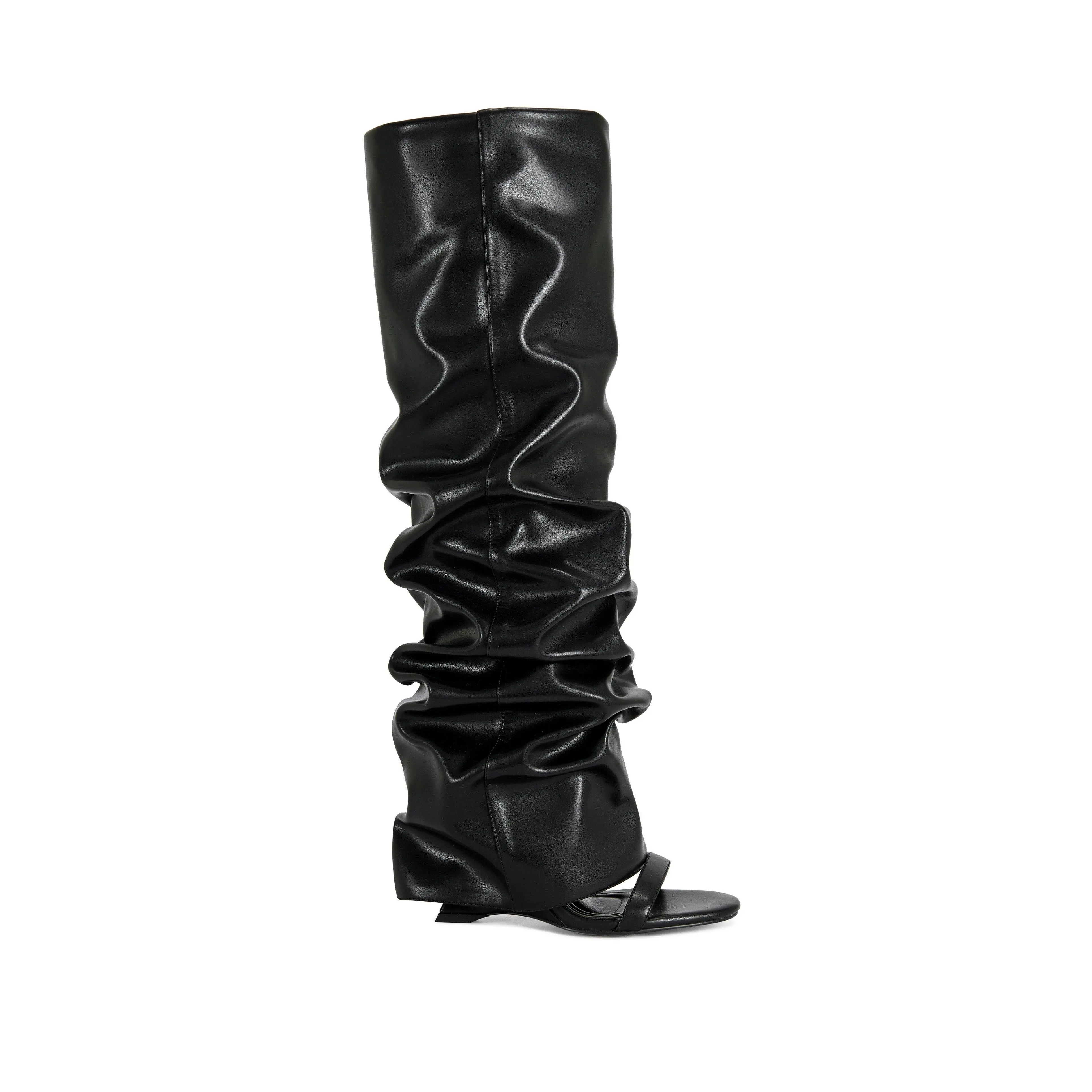 RAYLAN-BLACK SLOUCH WEDGE SANDAL BOOT RAYLAN-BLACK SLOUCH WEDGE SANDAL BOOT