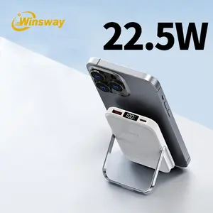 Winsway Magnetic Wireless 10000mAh power banks Foldable Charger with Stand Screen display Type-C and USB bidirectional PD 22.5W fast charging, charge 3 devices at the same time