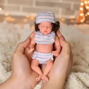 BABESIDE Mini Silicone Baby Dolls, 6 Inch Realistic Newborn Baby Dolls Full Silicone Sleeping Little Baby Dolls Mini Real Life Baby Girl Miniature Baby with Playset Accessories for kids age 3+