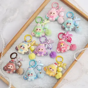1pc flocking sweetheart dessert keychain cute gift bag pendant wholesale